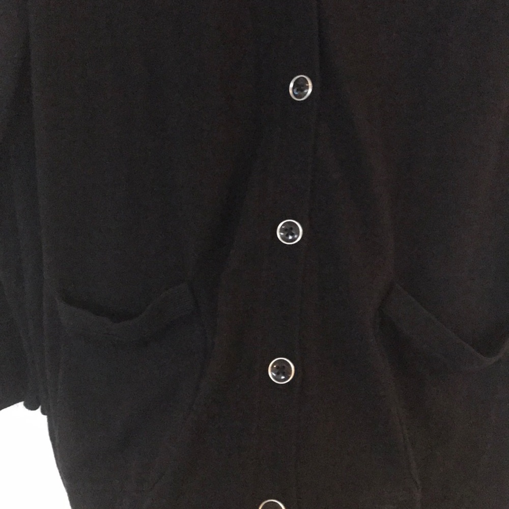 Talbots Woman Black side slit button cardi - Picture 3 of 6